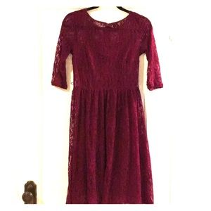 Purple (raspberry) 3/4 length lace dress